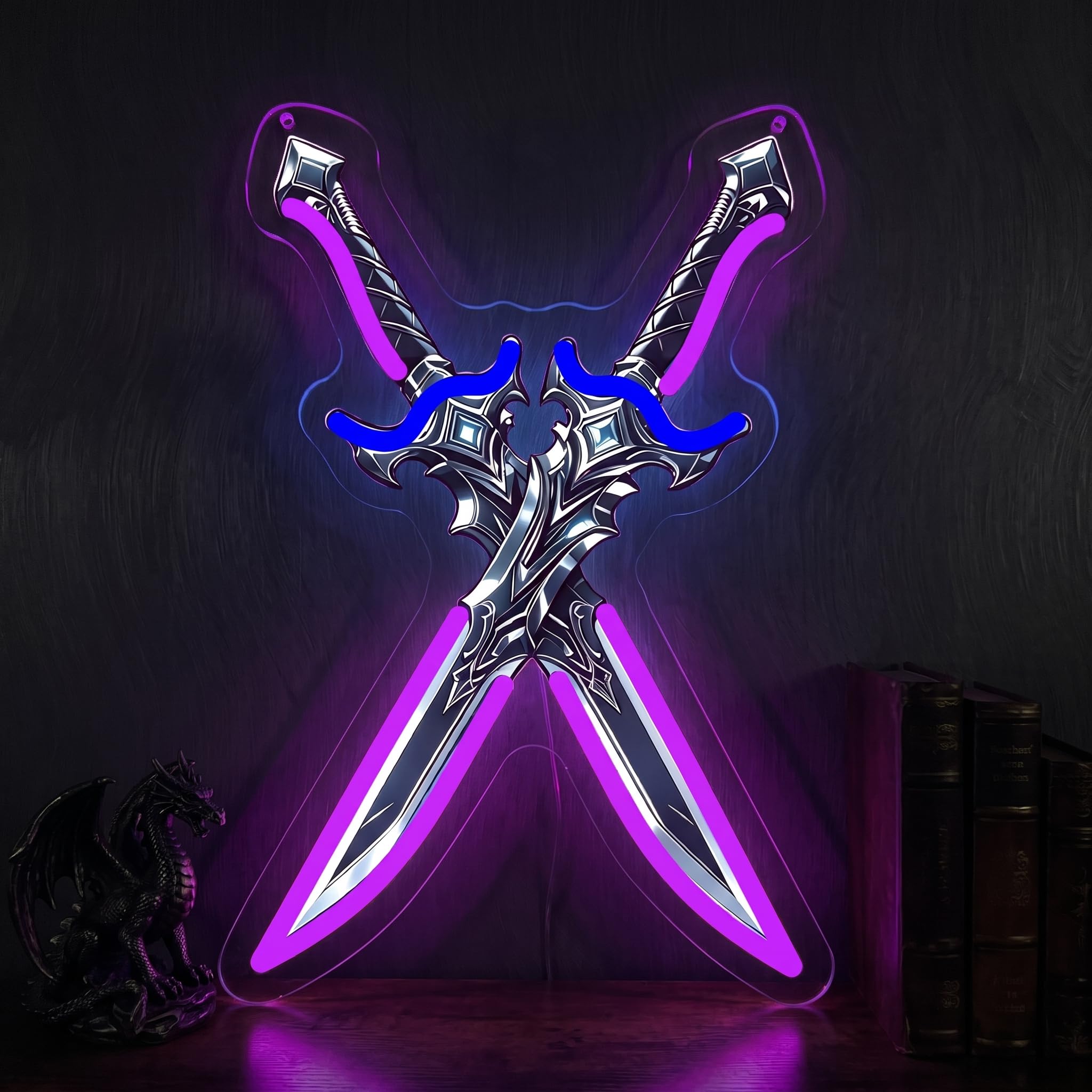 Schwert Neon Schild Anime LED Schild Lampe für USB Wanddekoration Game Neonlicht Sign für Gaming Zimmer Hobbyraum Schlafzimmer Man Cave Deko für Teens Männer Lady Jungen Geschenk