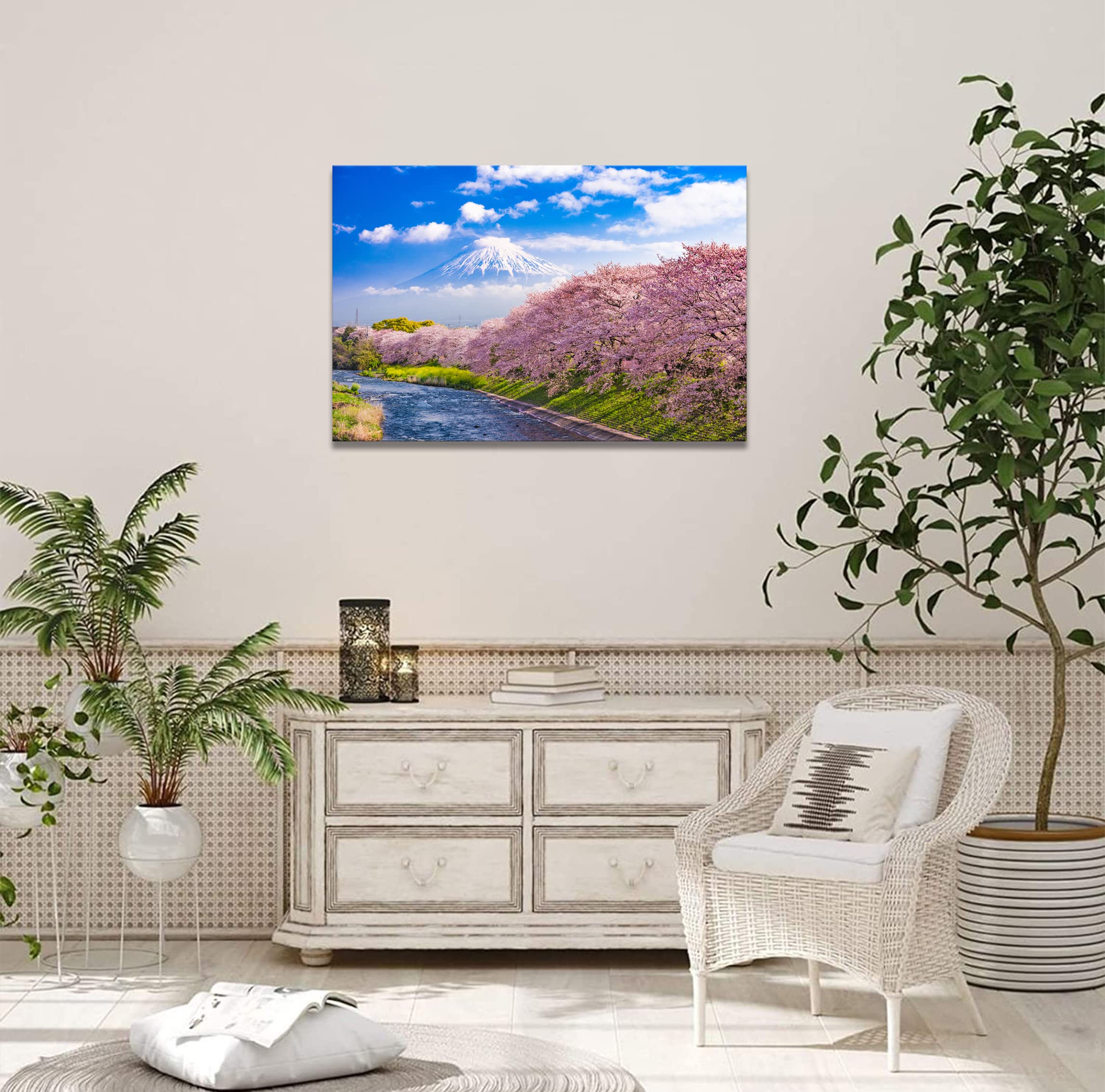 Amazon.co.jp: アートパネル 富士山 桜花 ポスター 絵 自然 絵画