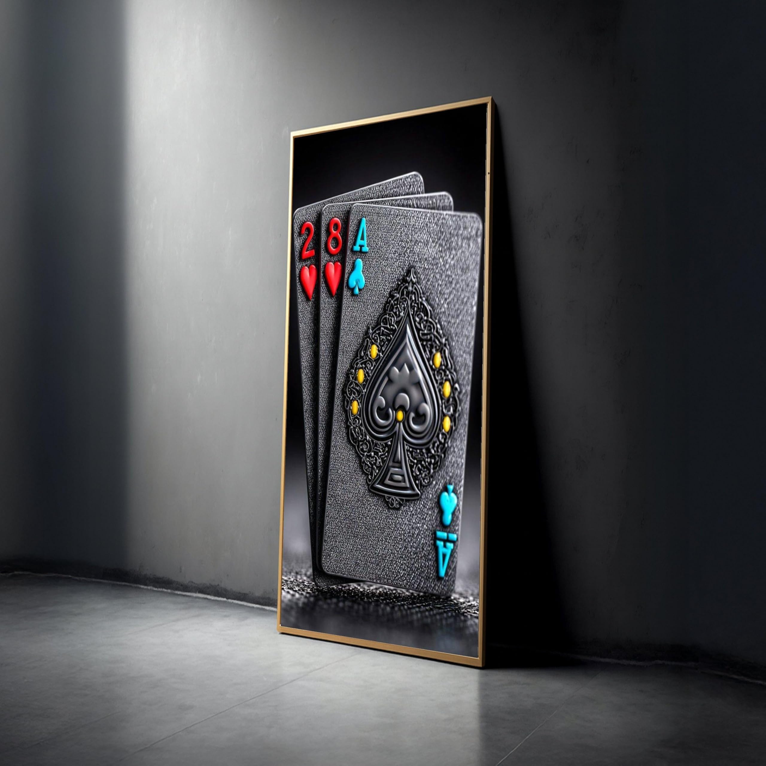 Tableau de poker noir grand format prêt à accrocher 80x150 - 8