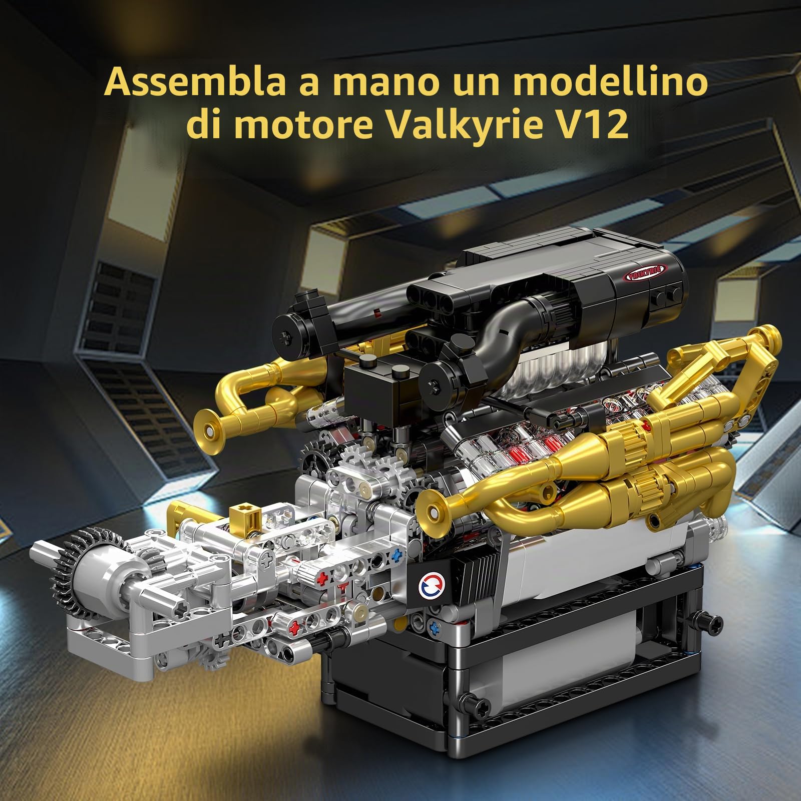 Mould King 10224 Valkyrie V12 Kit di costruzione del motore, oltre 974 pezzi, modello meccanico ad alto dettaglio con pistoni e ingranaggi funzionanti