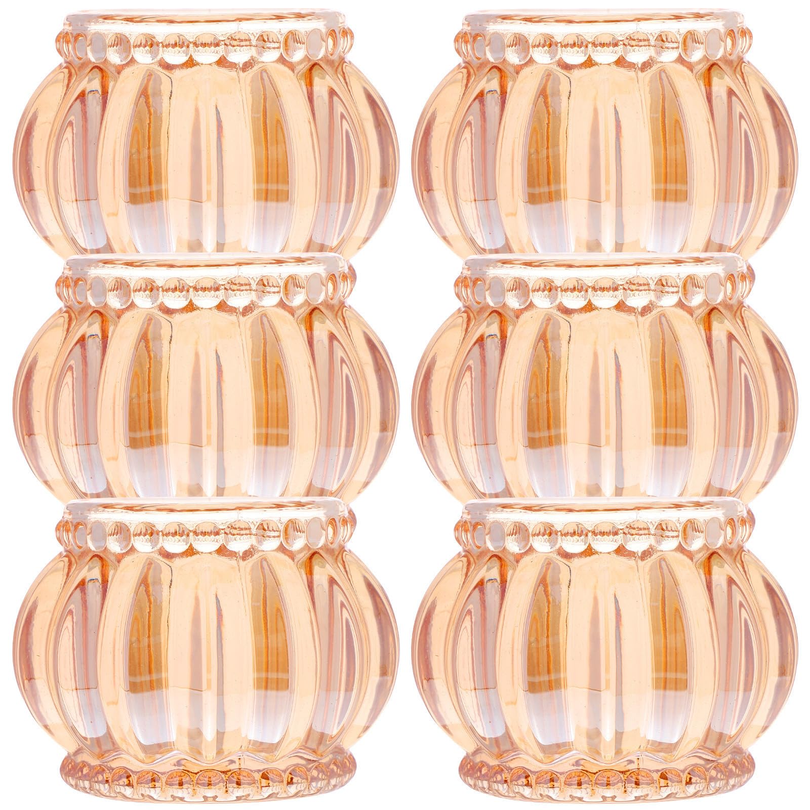 SEWACC 6 Piezas Portavelas de Cristal para Escritorio, Base Estable y