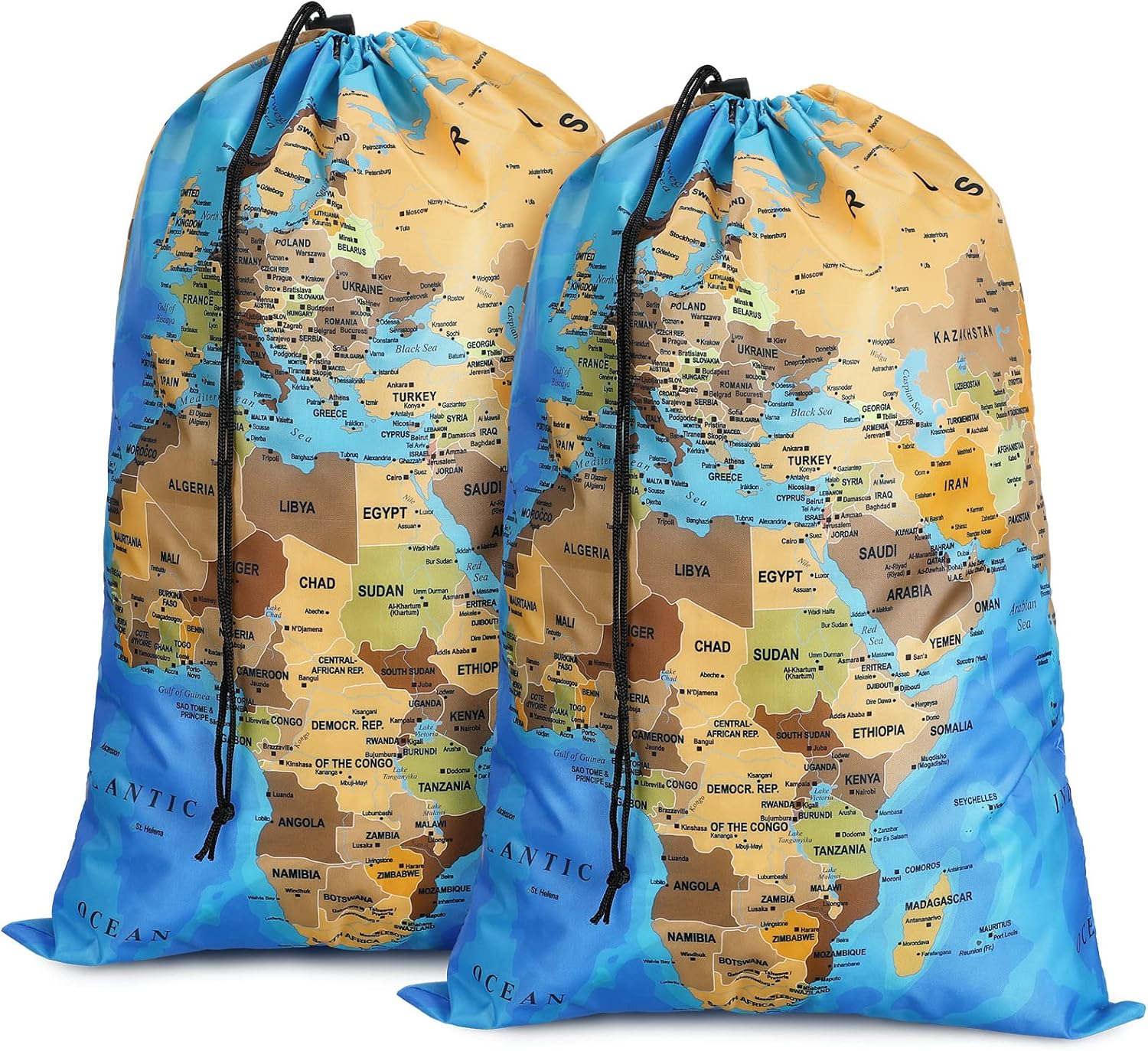 Laundry Bag 2 Pieces 22 x 16 Inch World Map Travel Laundry