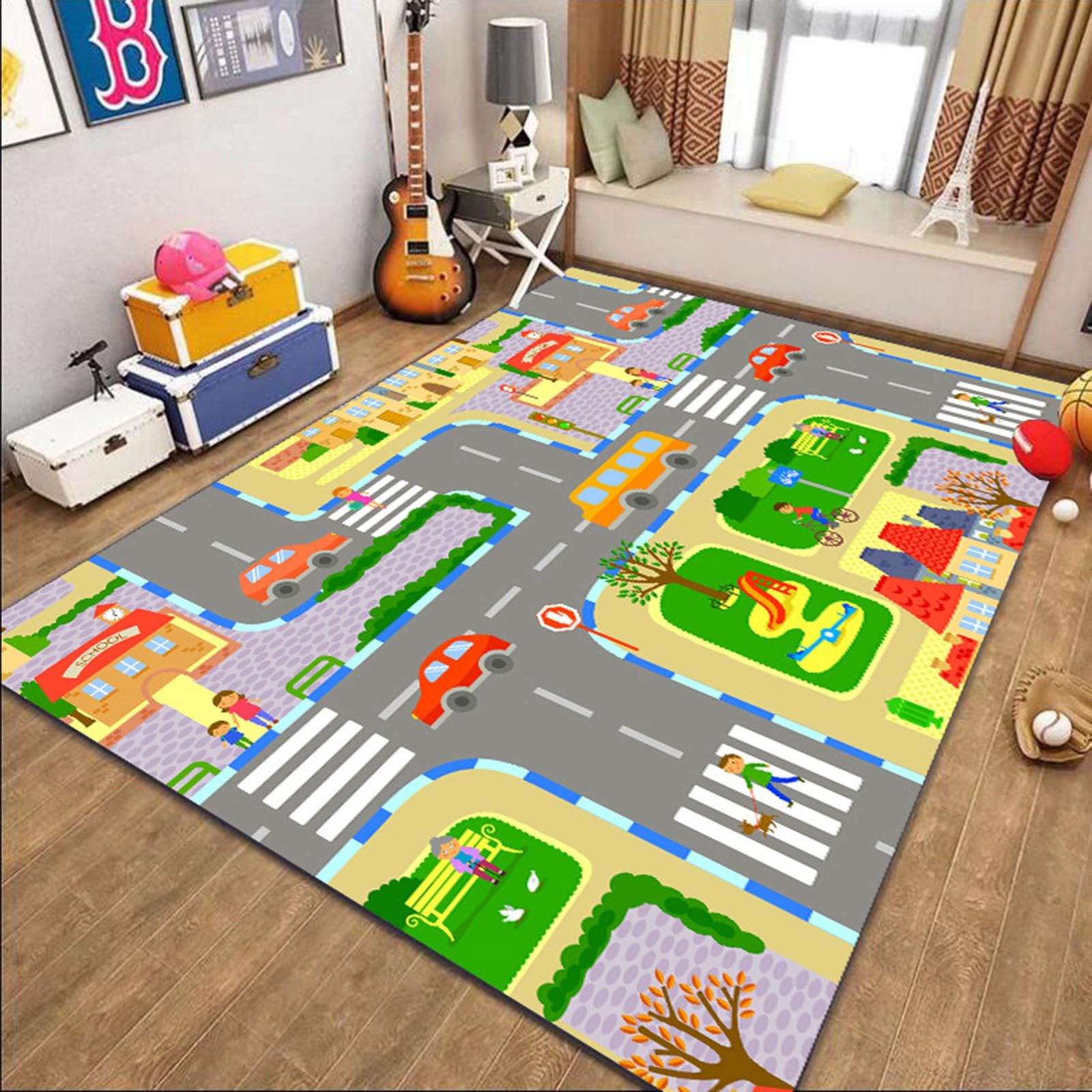 Tapis de tapis de salle de jeux éducatif avec circuit de voiture pour enfants