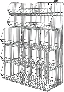 Quantum Storage Systems 2436BC6C 5-Tier Stationary Wire Basket Unit with 3 Baskets, Chrome Finish, 24
