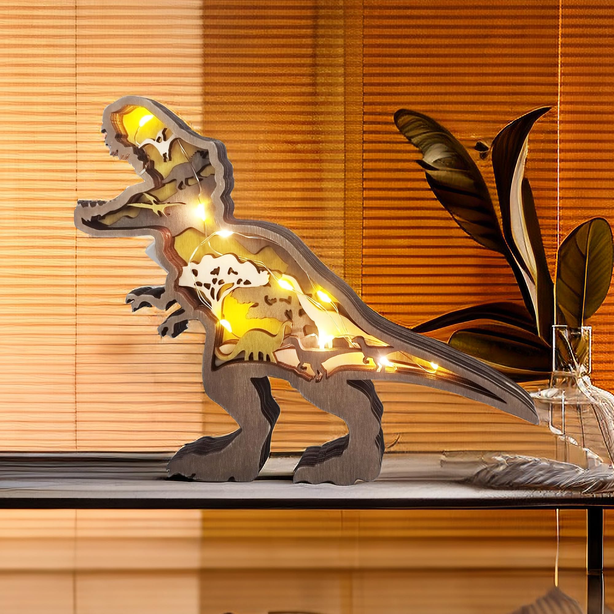 Amazon.co.jp: AUTMORAN 3D木製恐竜彫刻:ティラノサウルスレックス