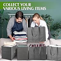 Vista 5 de Hillban Paquete de 30 bolsas de comestibles reutilizables a granel resistentes grandes bolsas de compras lavables plegables con asas