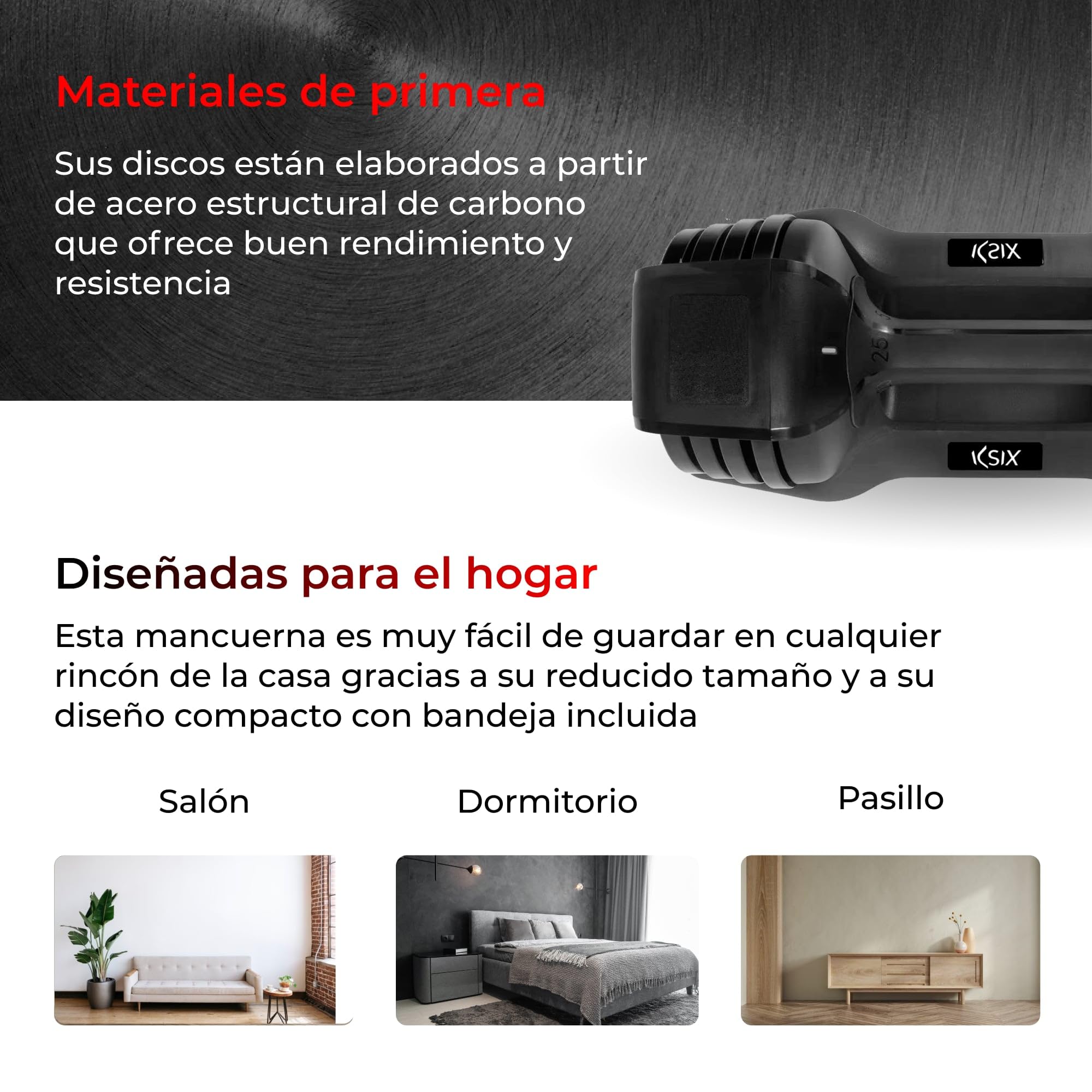 KSIX Mancuerna ajustables 11kg, 8 Pesos ajustables, Entrenamientos de musculación indoor, Pesa regulable hasta 11kg, Agarre ergonómico, Para gimnasio o hacer deporte en casa