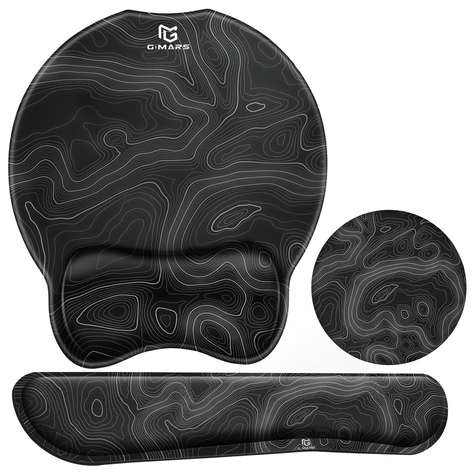 Gimars Upgrade 3 in 1 Enlarge Superfine Smooth Gel Ergonomic Mouse Pad Wrist Support and Keyboard Wrist Rest for Computer, Laptop, Mac, Gaming and Office, Durable, Comfortable and Pain Relief, Map