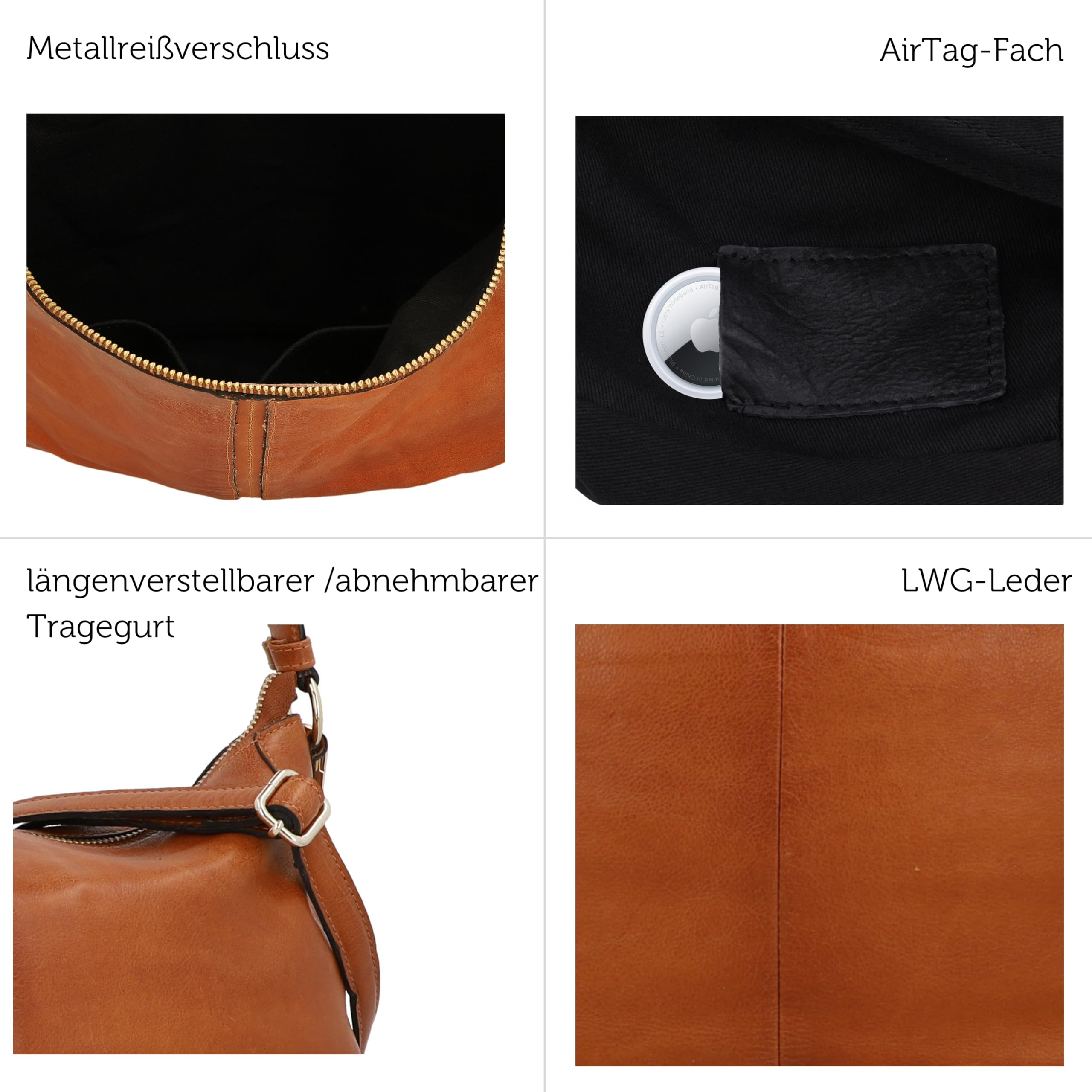 Gusti Shopper Leder - Hannah Damen Handtasche Umhängetasche Riementasche Schultertasche Unitasche Bag Shopping Tasche Ledertasche Leder