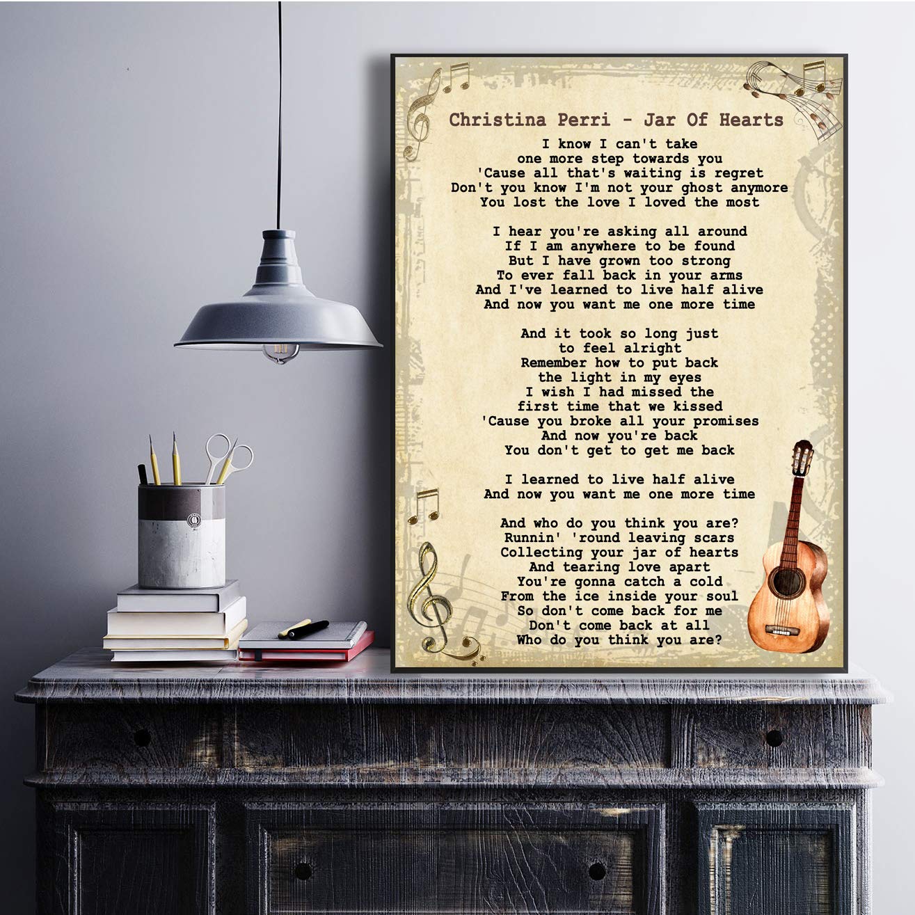 Amazon Com Jar Of Hearts Vintage Song Lyric Art Music Quote Gift Poster Print Home Kitchen