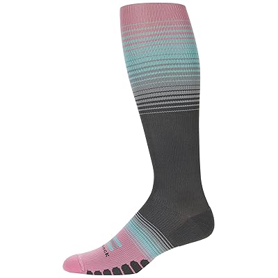 Eurosock Graduated Compression Stripe OTC Crew Cut Socks Shoes Bisque Charcoal