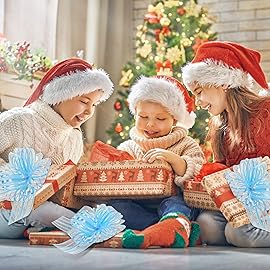 Poen 24 Pcs Organza Pull Bows Christmas 6 Inch Large Gift Wrapping Ribbon Bows Crafts for Present Wrapping with Ribbon for Gift Baskets Wedding Valentine Party Decor(Red, Gold)