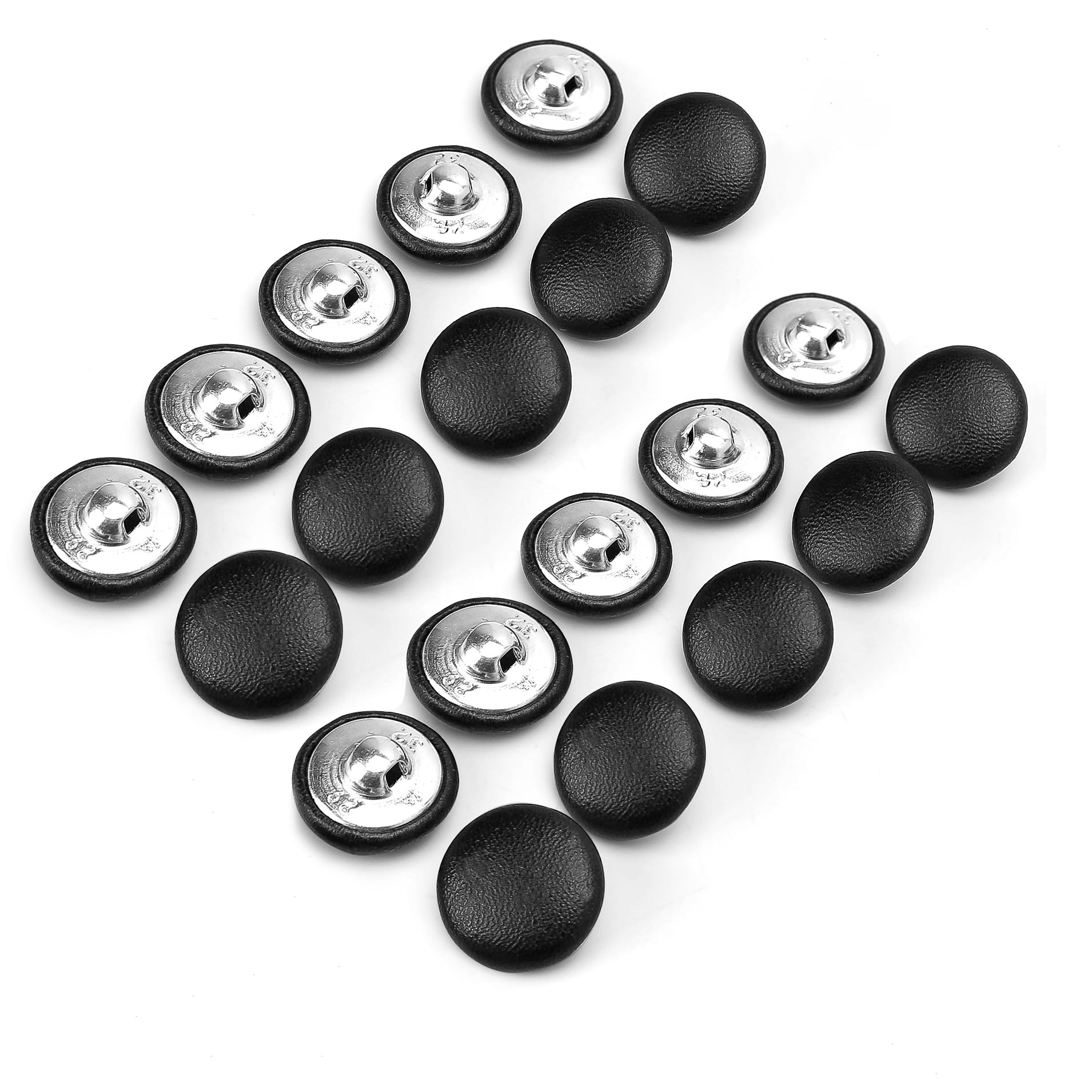20PCS Faux Leather Covered Buttons, 0.79" Large Round Botones Para Tapiceria for Upholstery Tufting Knitting DIY Handcraft, Fabric Coat Blazer Jacket, Furniture, Shoe Decoration, Couch Cushions(Black)