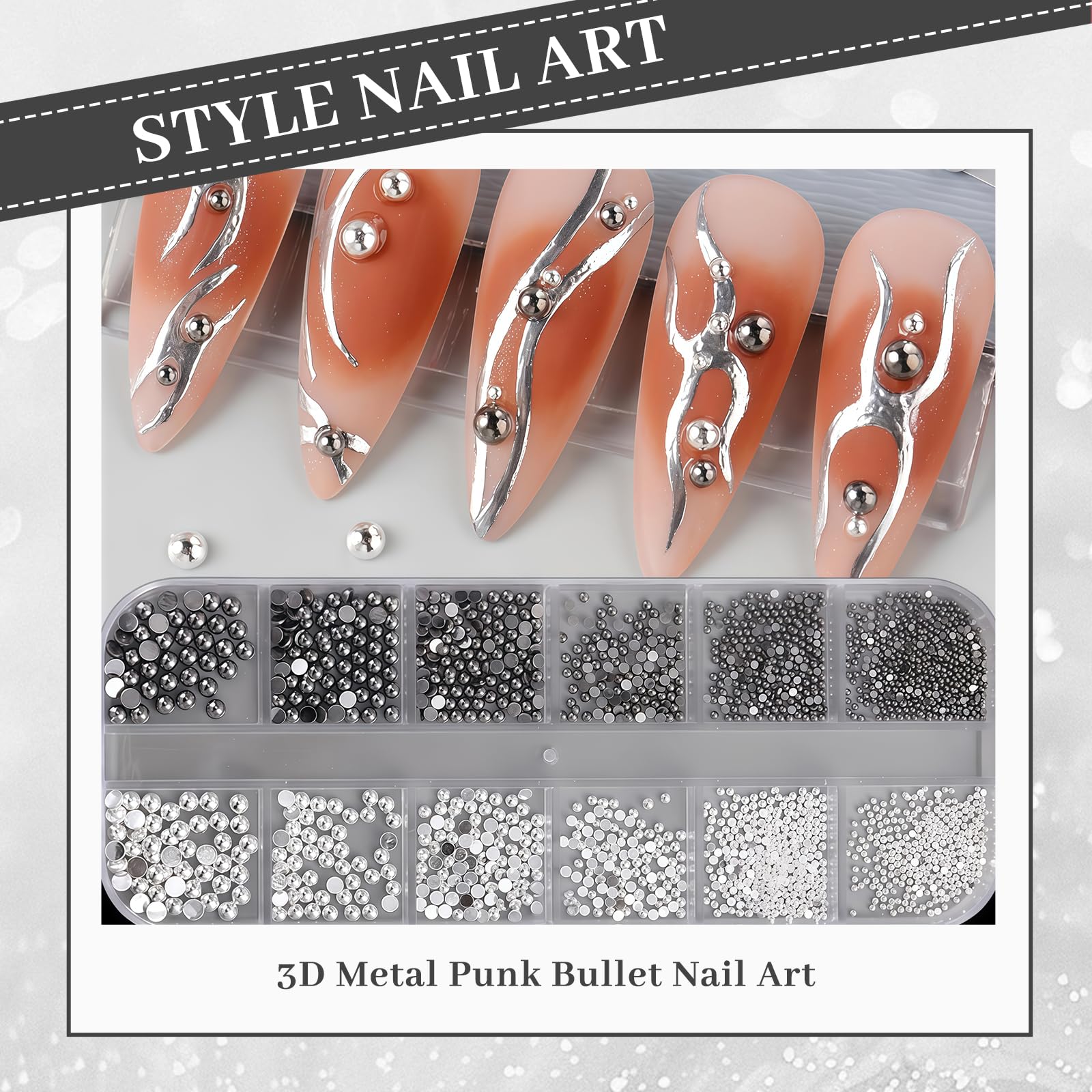 Nail Art Charms, zawieszki do zdobienia paznokci, metalowe punkowe zawieszki do paznokci z kryształkami i kamieniami hinestone, Y2K, akcesoria do paznokci do manicure gotyckiego
