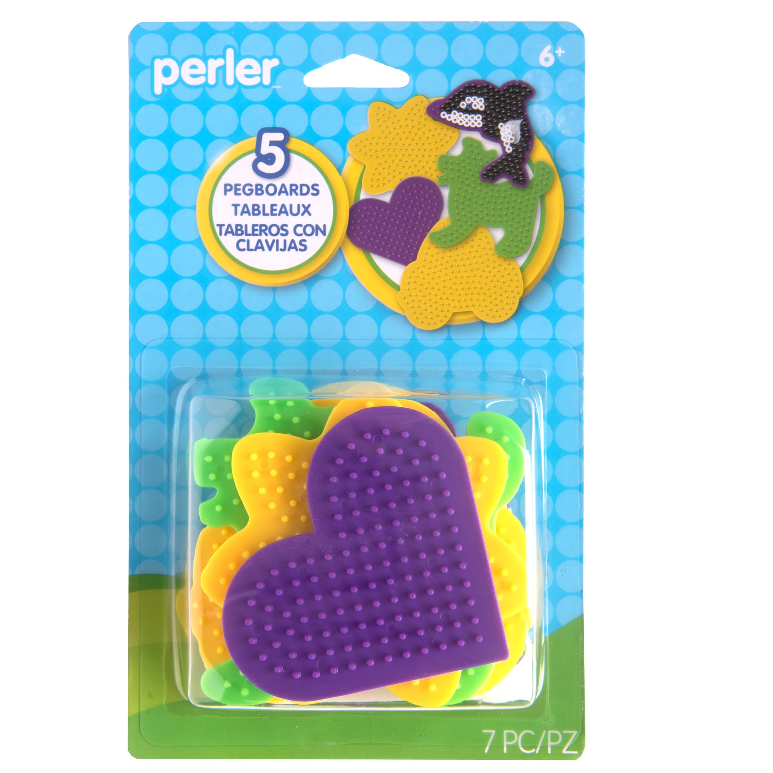 Perler Small Fun Shaped Pegboards for Fuse Beads, Assorted, 8.5 x 5.25 x 2, Pack of 5