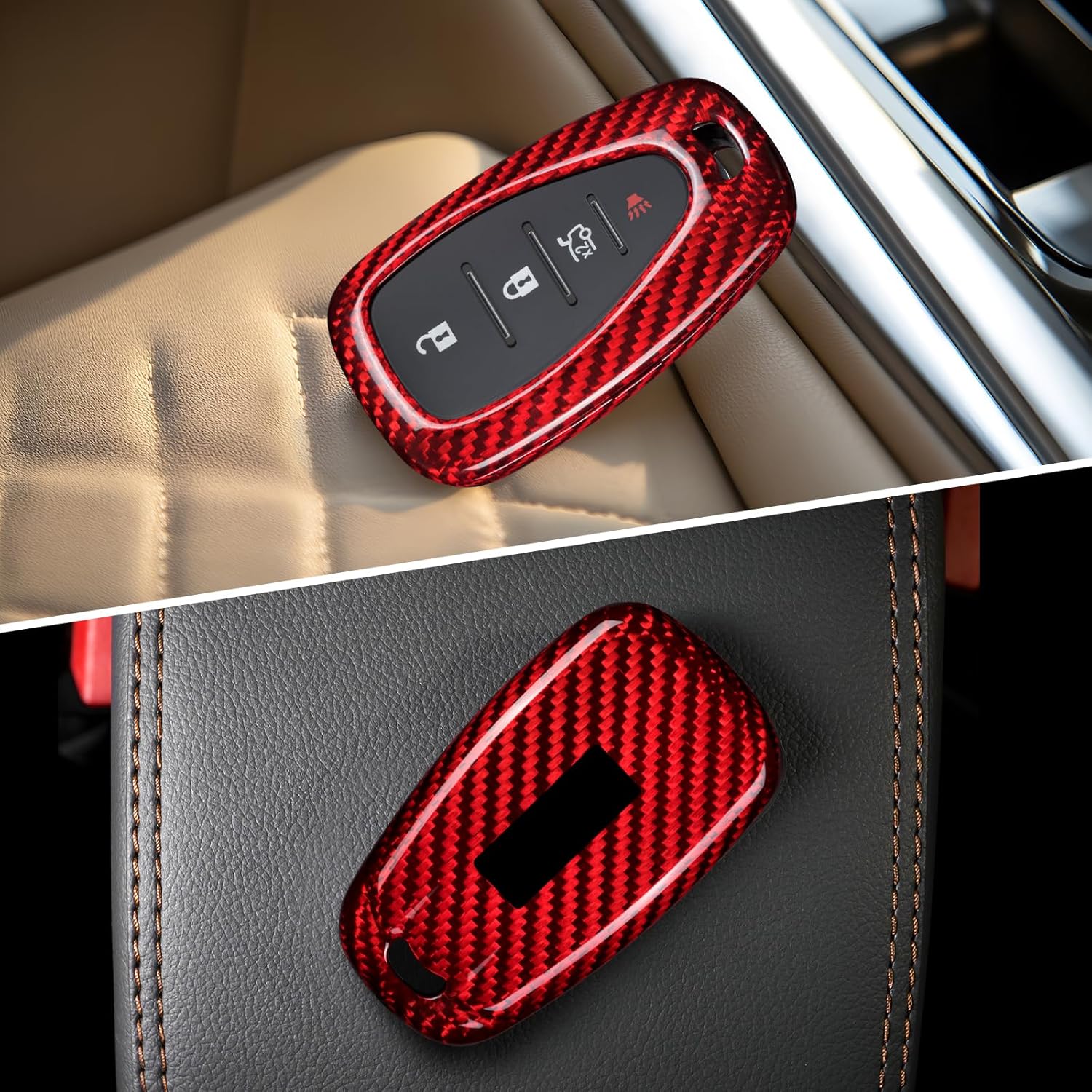 T-carbon Key Fob Cover Fits Chevy Camaro Malibu Cruze LT 2017-2023