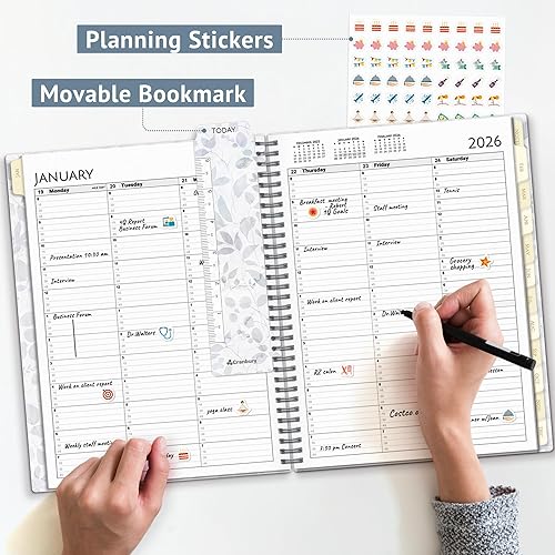 Miniatura 4 de CRANBURY Agenda de citas 2024 (8.5 x 11 pulgadas, floral), libro de programación 2024, incrementos de 15 minutos, encuadernado en espiral, pestañas