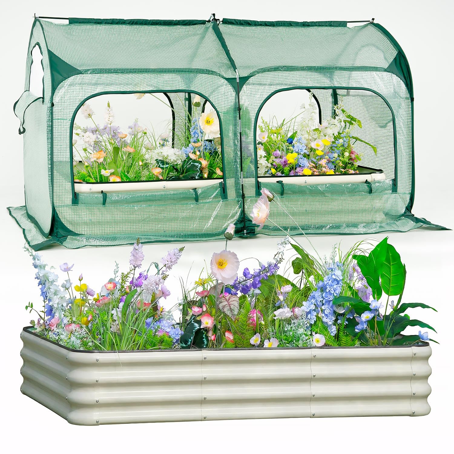 PORAYHUT All-in-One Raised Garden Bed and Greenhouse Kit