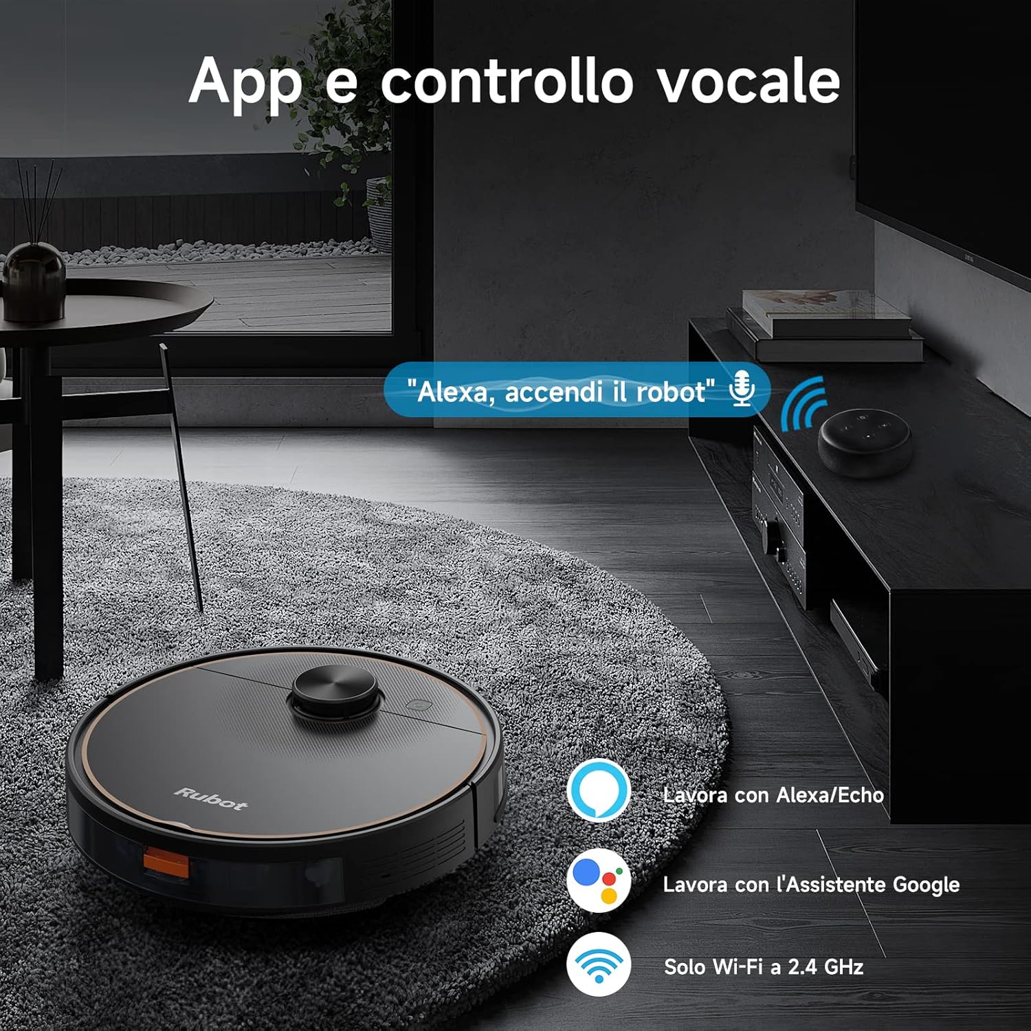 Robot Aspirapolvere Aspirazione 4500Pa Robot Aspirapolvere Lavapavimenti con Mappatura, 200 min Navigazione LDS e Serbatoio Acqua Elettrico, App e controllo Alexa per Pulizia Domestica/Peli Animali