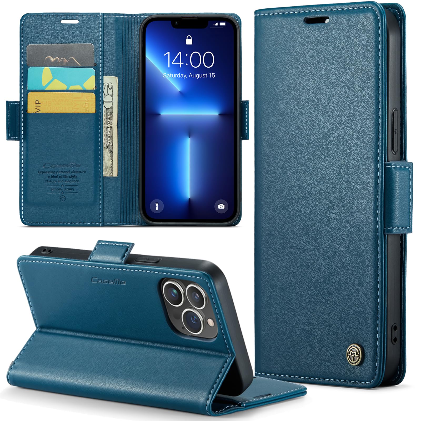 HAONANDE Magnetica Cover Per iPhone 13 PRO, Custodia Pelle PU Flip