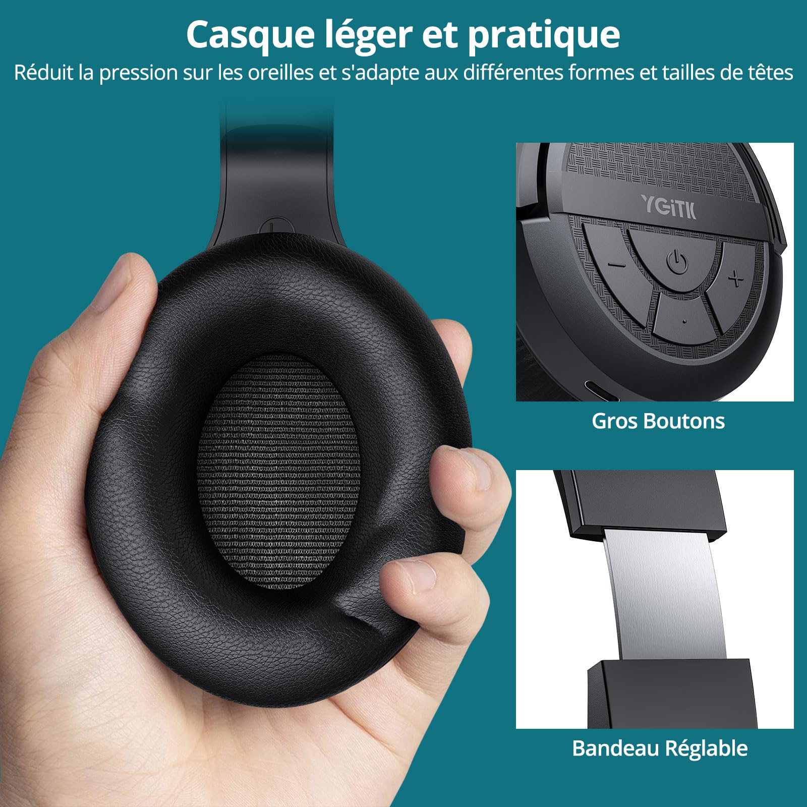 Casque TV sans Fil avec 2.4GHz RF Chargement de l'Émetteur Casque Audio sans Fil Casque Hi-FI Écouteurs Casque Supra-auriculaire avec Numérique Optique Port de Sortie AUX/3,5mm/RCA