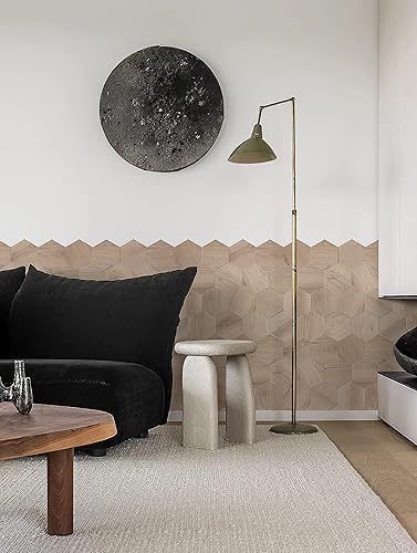 Miniatura 5 de Avant Decor Azulejos para salpicaduras de cocina de despegar y pegar grano de madera hexagonal compuesto de piedra azulejos de pared para pegar en