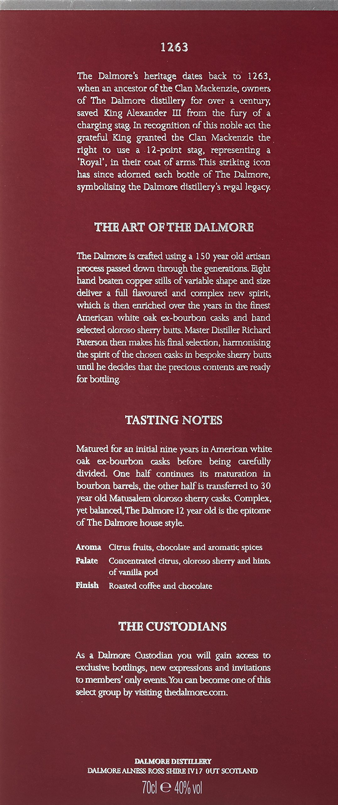 The Dalmore 12Y Whisky de Malta Escocés - 700 ml