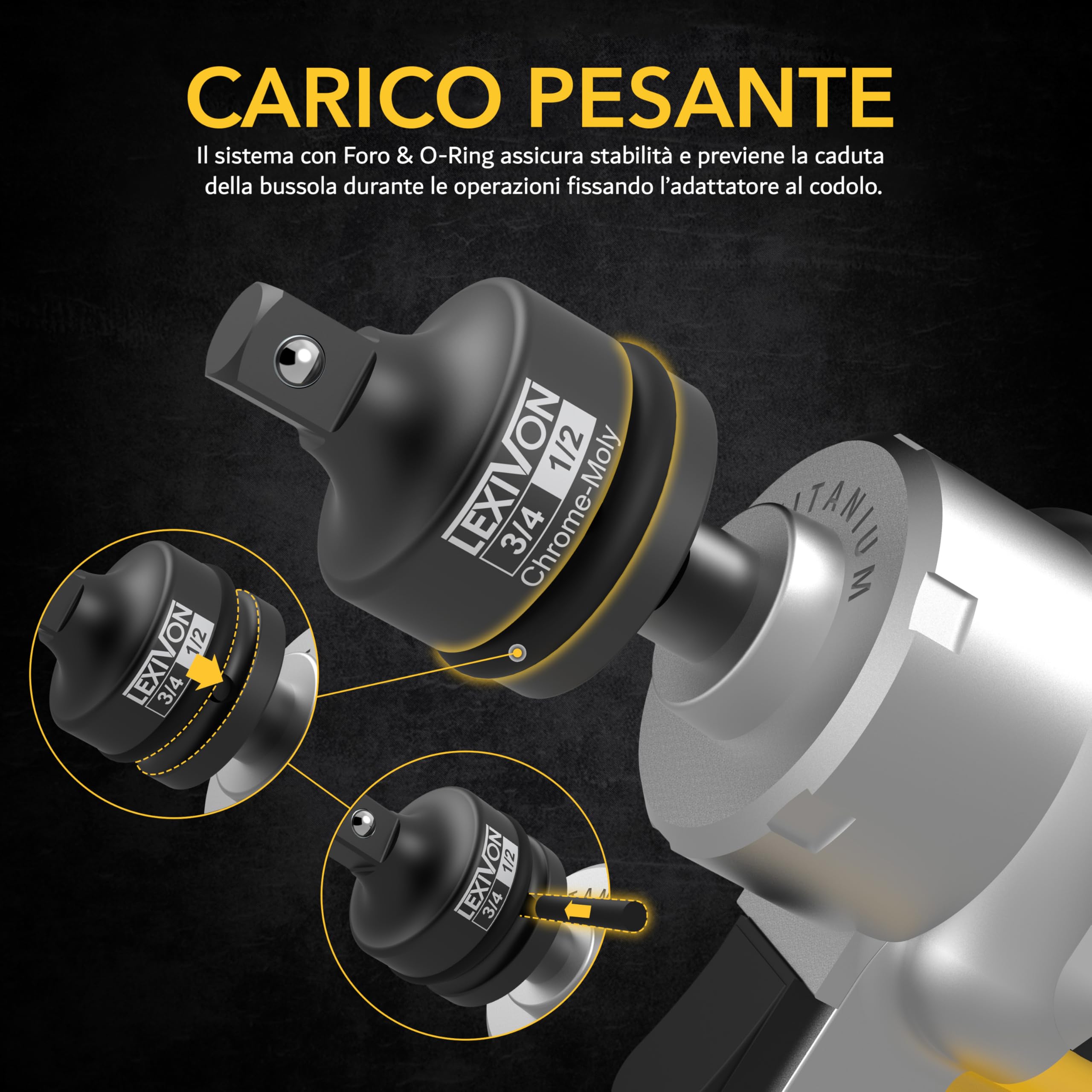 Adattatore Bussola Da 3/4 A 1/2 Pollice - Riduttore In Acciaio Cromo Molibdeno Per Avvitatori - Foto 8