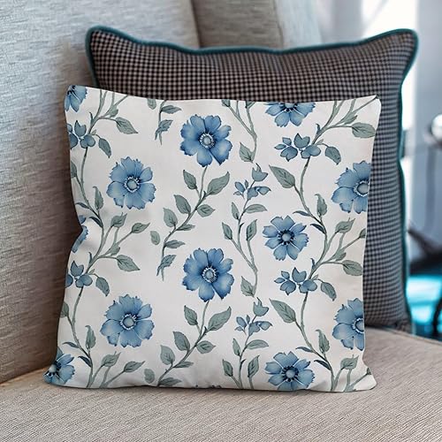 Miniatura 6 de Mughal - Funda de almohada de flor en monzón, diseño de loto azul, funda de cojín moderna, decorativa, decoración del hogar para sofá, cama,