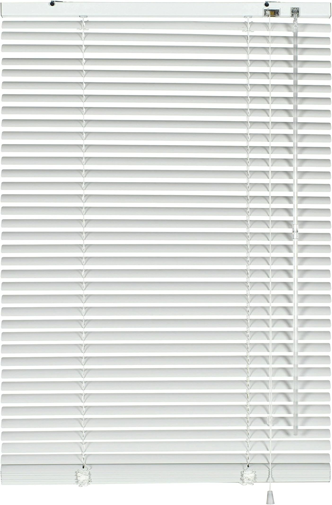 GardiniaAluminium Venetian Blinds, Visibility, Light and Glare Protection, Wall and Ceiling Mounting, Mounting Kit Included, Aluminium Venetian Blinds, White, 100 x 175 cm (WxH)