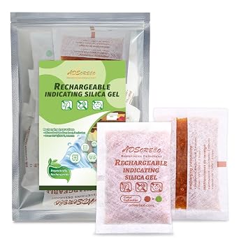 Adsorbco 50 Gram 8 Pack Rechargeable Desiccant, Indicating Silica Gel Packets, Moisture Absorbers for Storage, Gun Safe Dehumidifiers