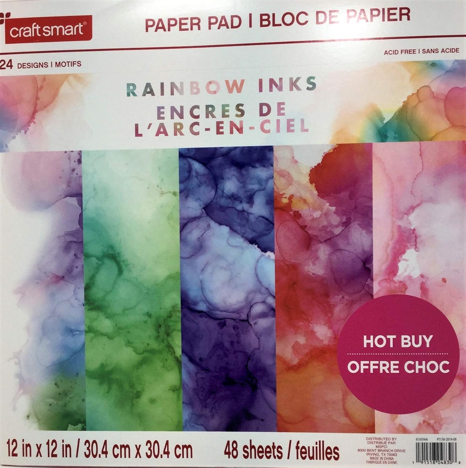 Rainbow Ink by Craft Smart 12" x 12" Cardstock Paper Pad 48