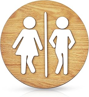 Jetec Wooden Bathroom Sign Unisex Restroom Rustic Men's and Women's Toilet Wall Signs for Business Funny Bathroom Cute Restroom Door Vintage Decor(Wood Color)