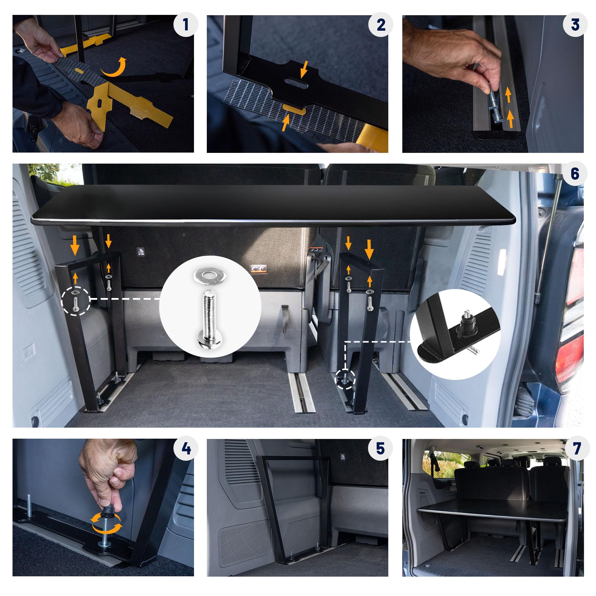 CHROMEMASTER | Kompatibel mit Ford Tourneo Custom L2 Lang 2023+ | Faltbar Bett für Auto, Multiflexboard Bettverlängerung für Camper, Campingbett, Klappbett, Regal, Tisch | Zubehör für den Wohnmobil