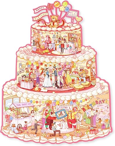 Rompecabezas irregulares de cumpleaños para adultos, rompecabezas de 481 piezas para pastel de cumpleaños, 12.8 x 16.5 pulgadas, juguetes y