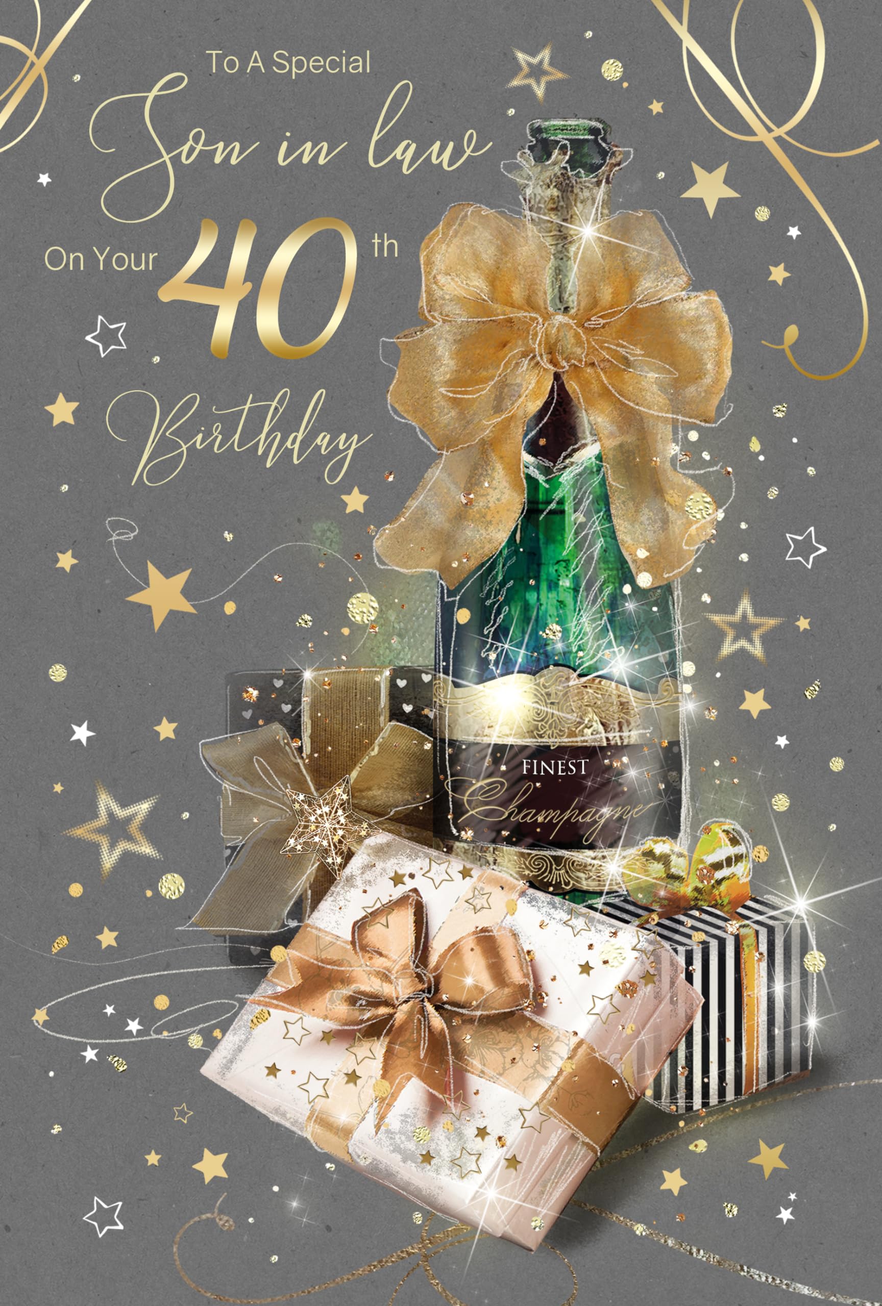 Cherry Orchard Son in Law 40th Happy Birthday Luxury Greeting Card with Gold Foil Detailing and Gold Envelope from,152mm x 228mm