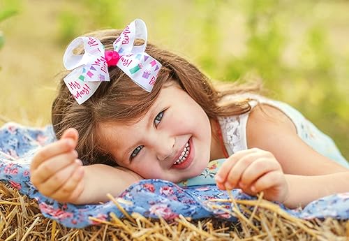 Miniatura 4 de HAIRBOWS - Lazo de grogrén para niñas con nudo en el centro de una pinza para el cabello, para todas las edades y tipos de cabello, lazos de 5