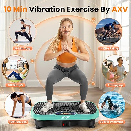 Vista 2 de AXV Plataforma de vibración para fitness, máquina de ejercicios, drenaje linfático vibratorio, agitación, agitador de cuerpo completo, soporte
