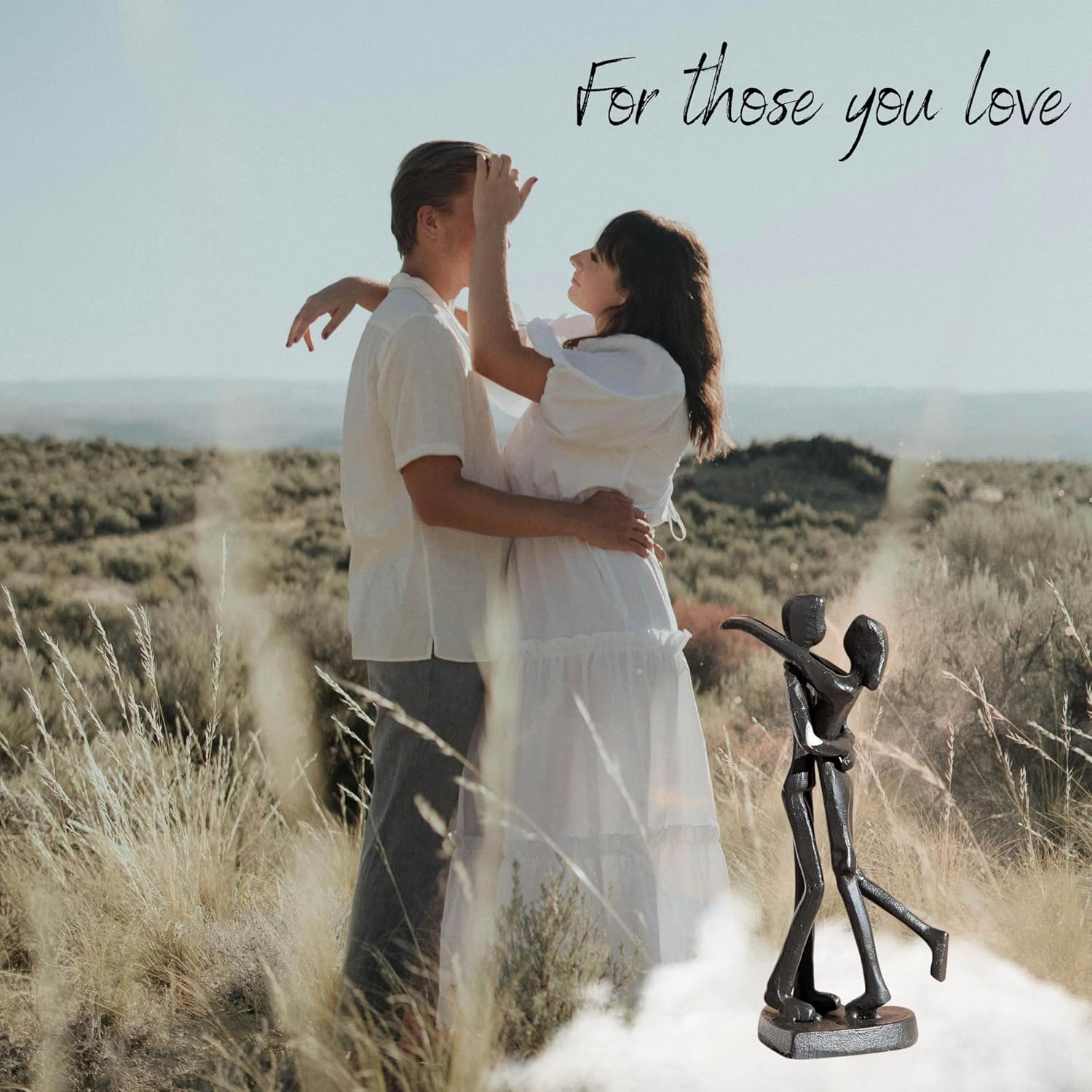 6th Anniversary Iron Sculpture Gift – Romantic Couple Statue for Her, Handcrafted Black Metal Decor – Wedding, Valentine’s, Birthday Keepsake – Includes Card - Image 4