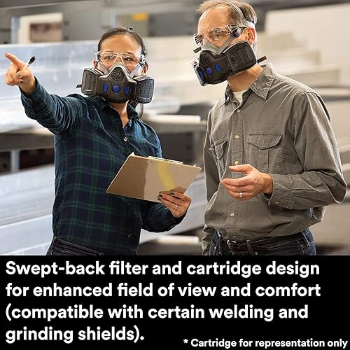 Miniatura 8 de 3M Cartucho respirador, cartucho Secure Click D8003 para vapores orgánicos y gas ácido, aprobado por NIOSH, doble flujo para mayor transpirabilidad