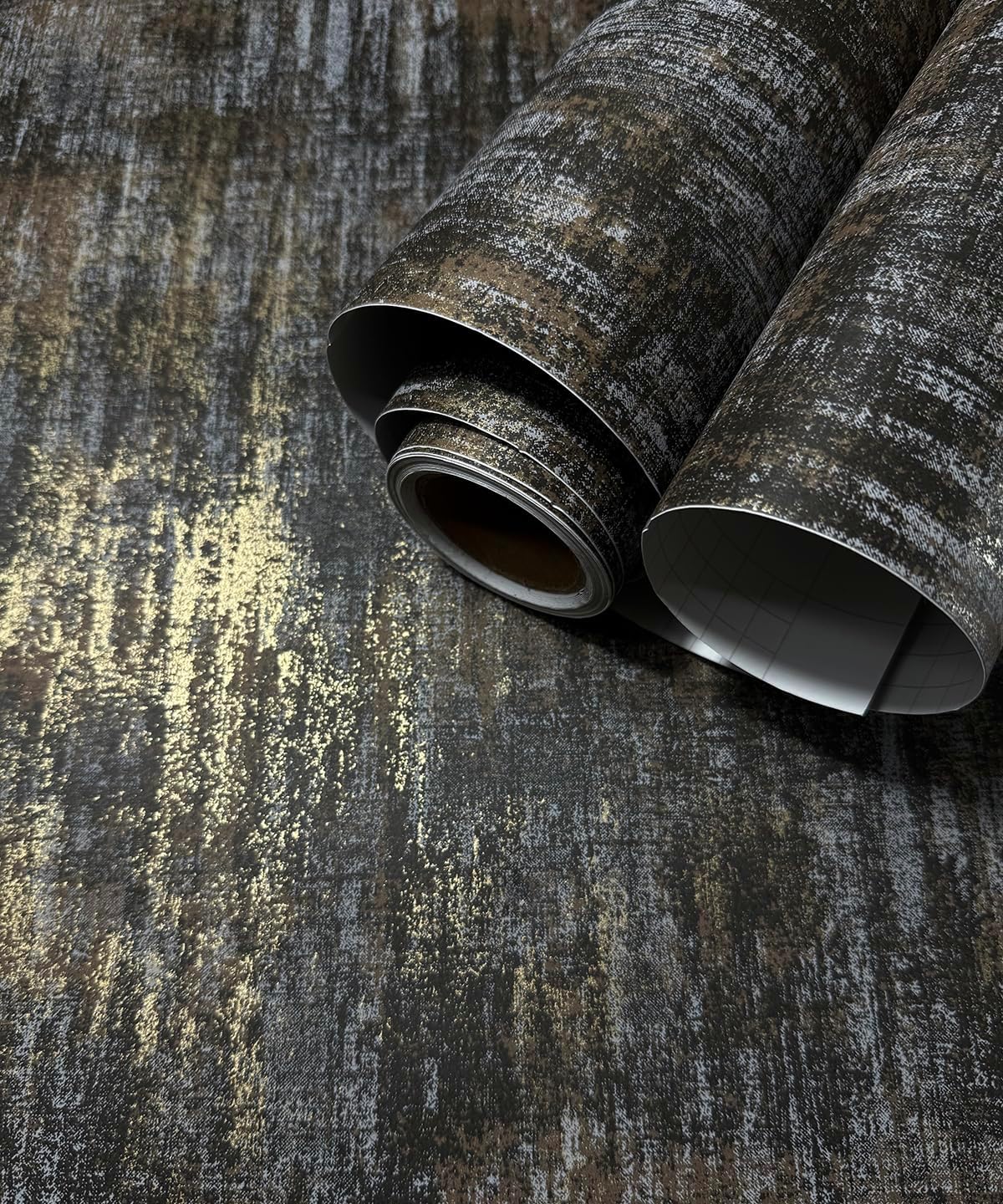 Distressed Wallpaper Industrial Texture Metallic Traditional Wall Paper, 20.8" X 393.0"