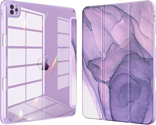 Miniatura 1 de VIKESI Funda para iPad Pro 12.9 de 65433 generación 2022202120202018, cubierta trasera transparente soporte para lápiz integrado, apagado y