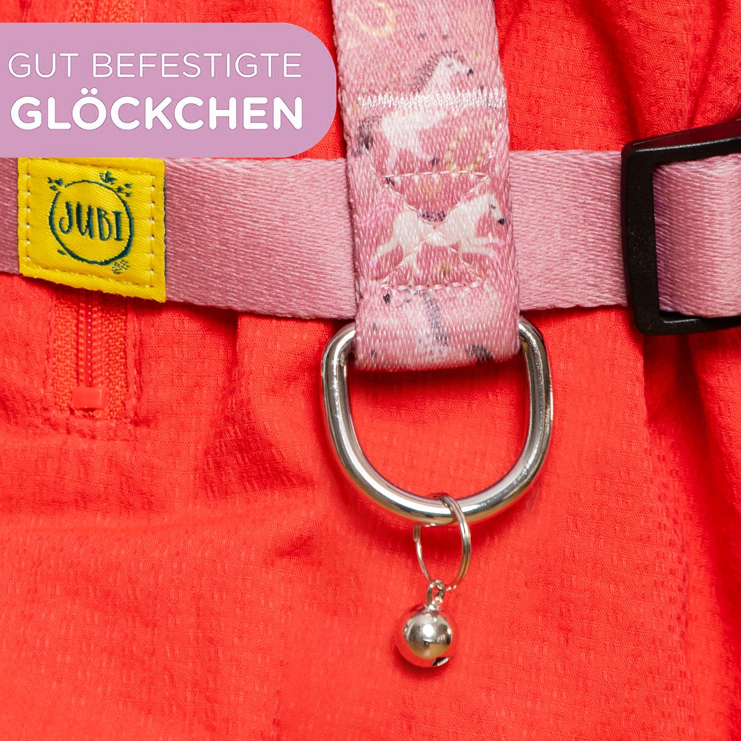 Jubi® Laisse de cheval rose pour enfant - Taille réglable pour un ajustement parfait et sac de rangement - Harnais pour chevaux pour enfants/jouets pour chevaux..