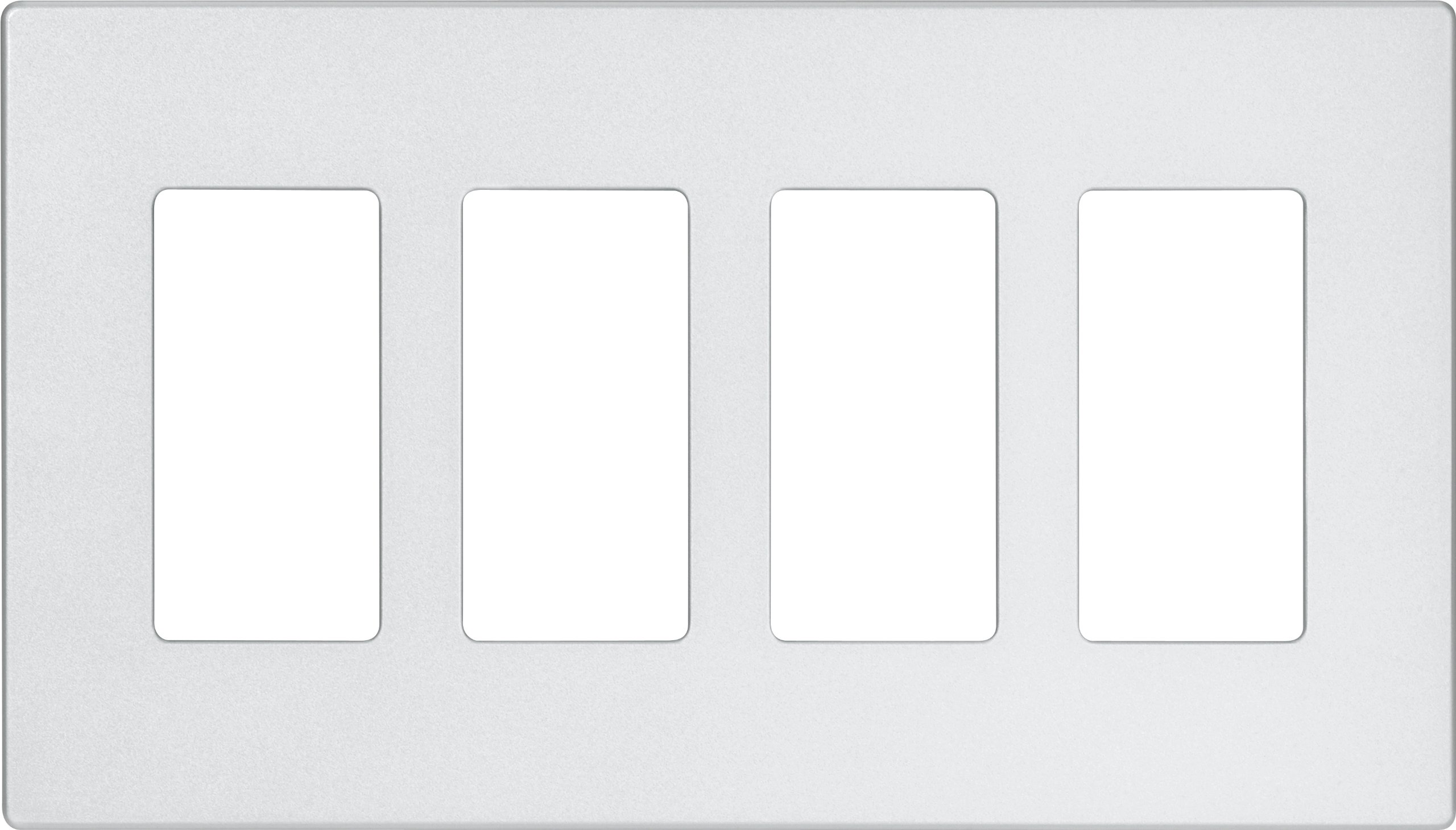EATON 9524SG Wiring Aspire Screw Less Wall Plate, 4 Gang 8-1/2 in L X 4-7/8 in W 1/4 in T, Silver Granite