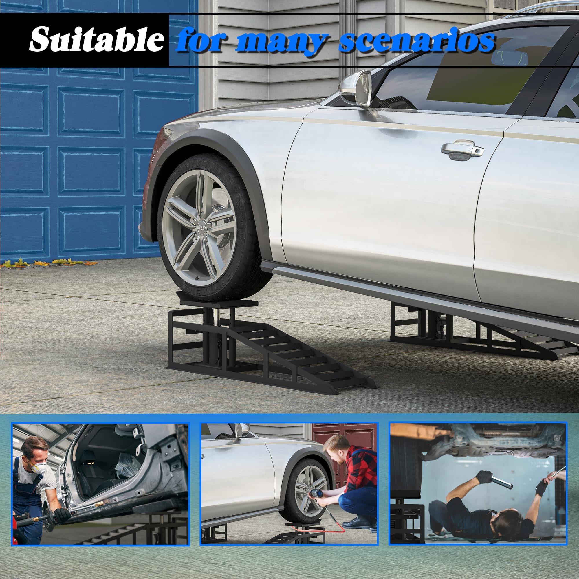 Snapklik.com : Hydraulic Car Ramps 5T 11000lbs, 2 Pack Heavy Duty Steel ...