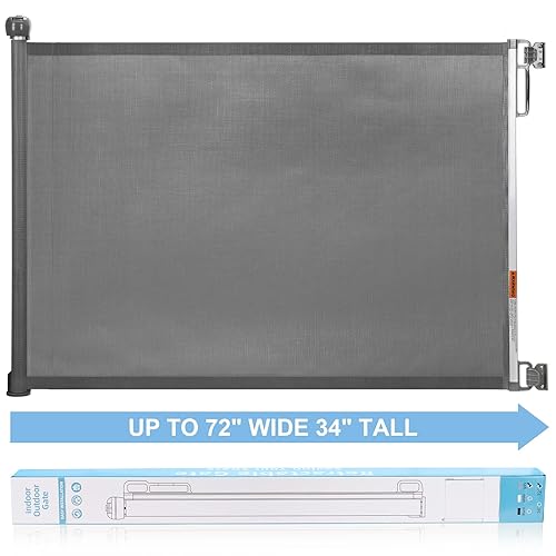 Miniatura 9 de probebi - Puerta retráctil para bebé, puerta retráctil para perros para bebés y mascotas de 34 pulgadas de alto que se extiende hasta 72 pulgadas de