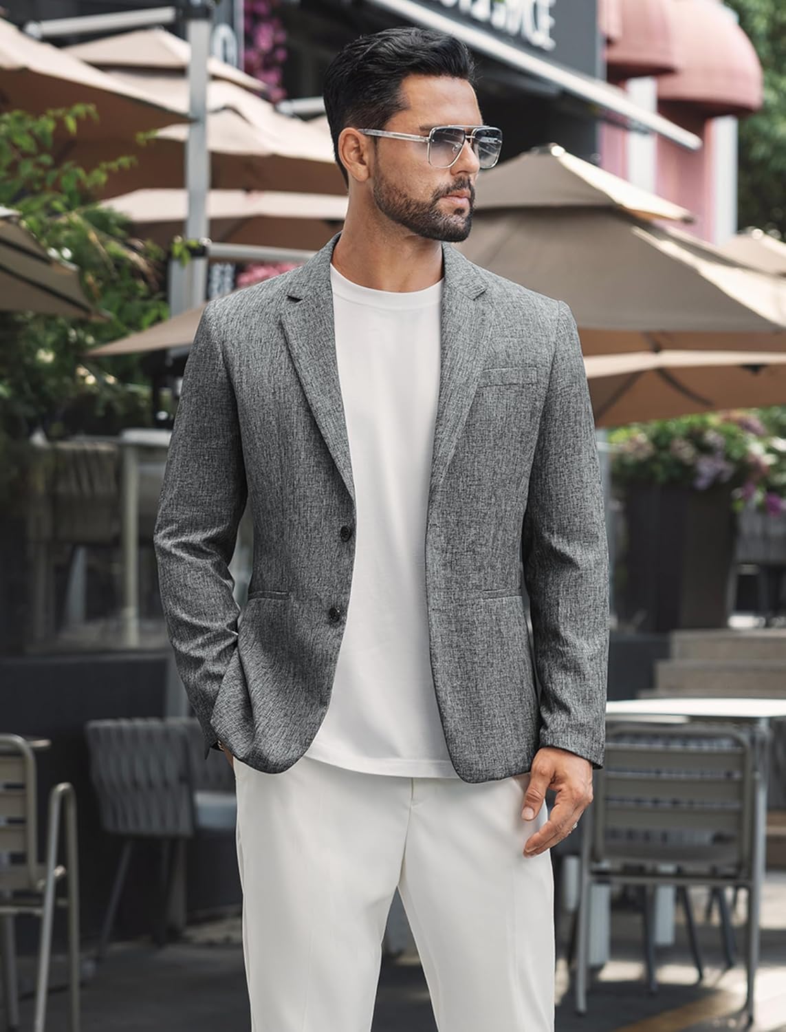 Vssjavun Mens Blazer Casual Sport Coats Slim Fit Two Button Lightweight Suit Jacket Business Jacket - Image 7