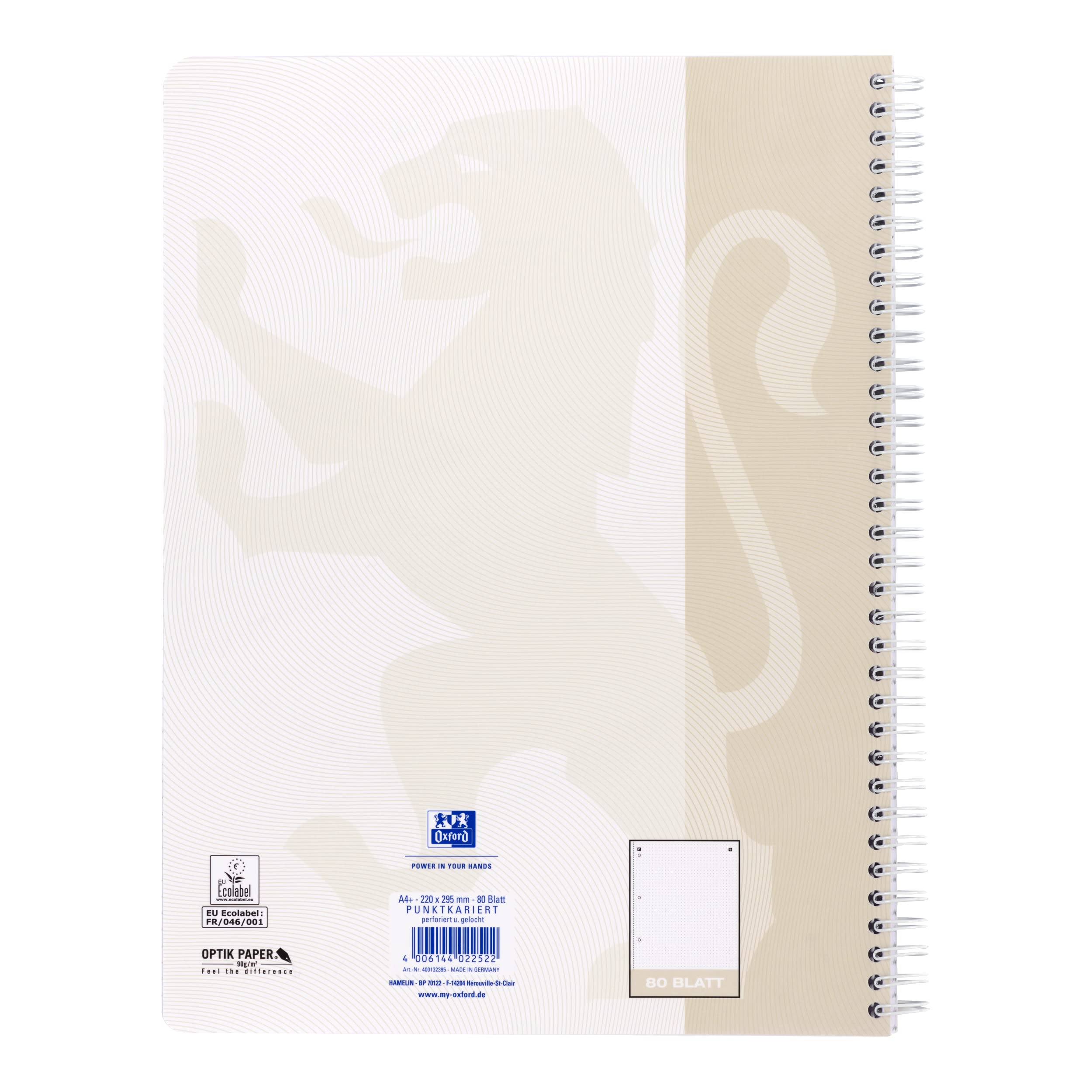 Oxford Bloc-notes Touch à pois gris clair A4 160 pages Lot de 3