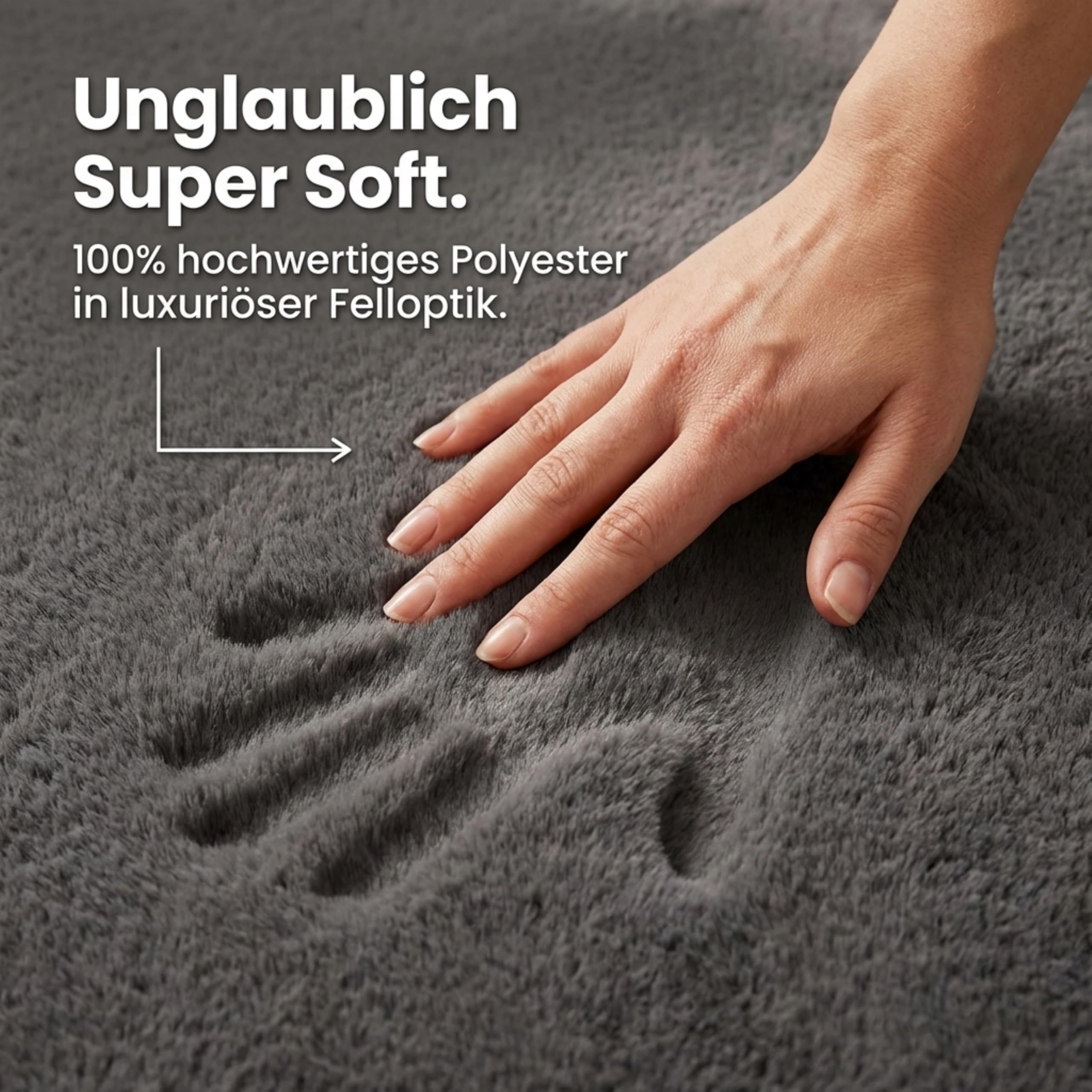 the carpet Relax Moderner Flauschiger Kurzflor Teppich, Anti-Rutsch Unterseite, Waschbar bis 30 Grad, Super Soft, Felloptik, Anthrazit… – Ansicht 5