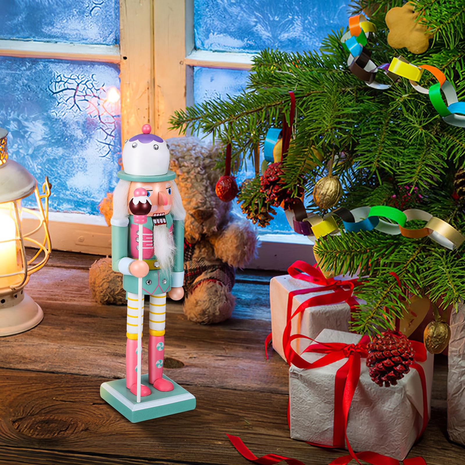 Soldato in Legno 25cm Decorazione Natalizia Classica e Creativa per Tavolo Ufficio e Feste di Natale e Facile da Posizionare